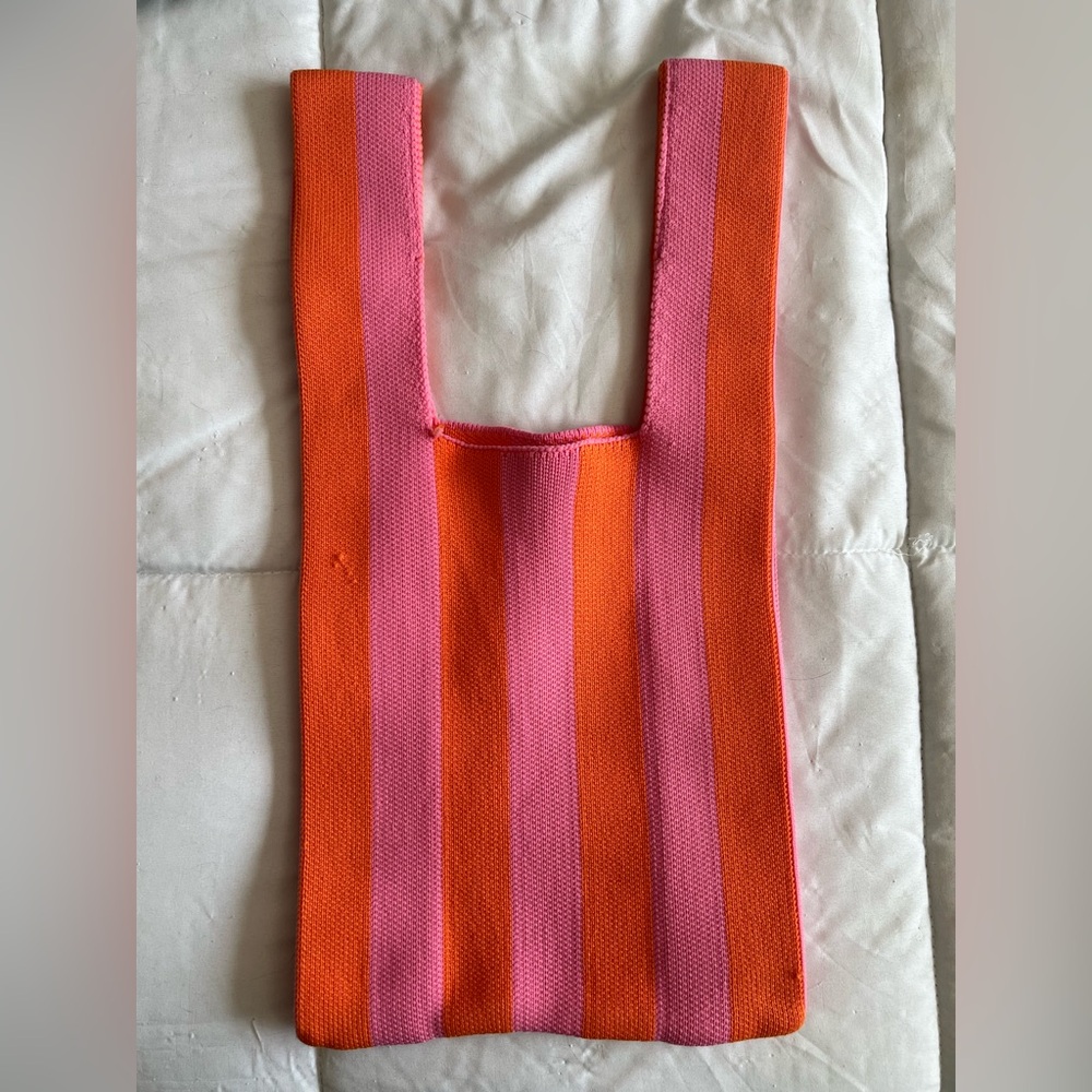 Pink and Orange Striped Tote Bag